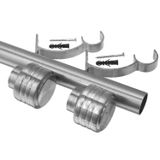 Kit Varão De Cortina Madrid 19mm 1,5 Metros Glacial Repuxada Couselo Aço Escovado
