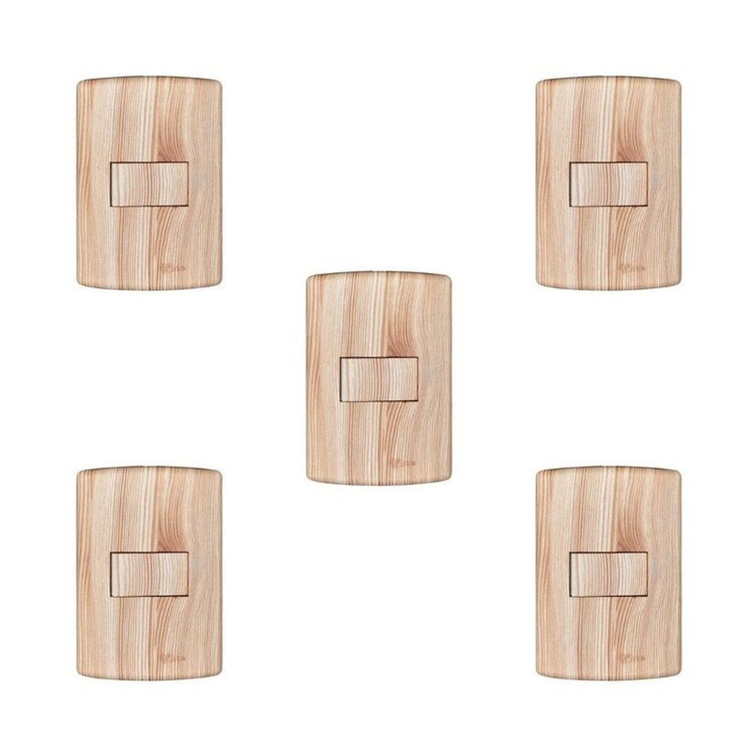 Conjunto 5 De Interruptores De 1 Tecla Simples, Modular, Com Placa 4x2 E Suporte Bege