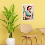 Quadro Decorativo Vintage Pin Up Girl - Poá 24x18cm
