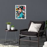 Quadro Audrey Hepburn Fundo Colagem 24x18cm