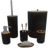 Kit Banheiro Elegante Com 6 Peças Em Bamboo Ideal Presente