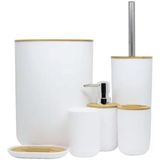 Acessórios Banheiro Em Bamboo E Preto Kit 6 Peças Satisfação