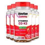 Kit 5 Gummy Vitamina D3 + K2 Morango Unilife 30 Gomas