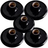 5 Plafon Plafonier Bocal Porcelana 100w 250v Preto - Ilumi