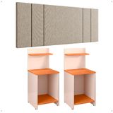 Kit 2 Mesas Cabeceira Fantasy Off White/cinamomo Prateleira Nicho Mesinha Pequena Painel Suspenso Luana Bege Linho 1,95 Cama King Size - Lojas Rpm