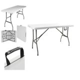 Mesa Dobrável 1,83m Gigante Com Alça Vira Maleta, Suporta 400kg, Multiuso Para Camping, Praia, Festa, Dj,