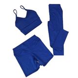 Conjunto Trijunto Fitness Calça Legging Top Poliamida E Bermuda Meia Coxa Confortavel