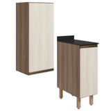 Armario Aereo Balcao 1 Porta 30cm Mdf Kali Nicioli Carvalho Toq Bianco Toq