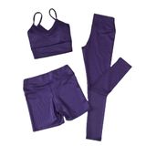 Conjunto Trijunto Fitness Calça Legging Top Poliamida E Bermuda Meia Coxa Confortavel