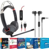 Fone De Ouvido Poly 5220 Com Fio + Fones De Ouvido Intra-auriculares Jbl C50hi + Cartão