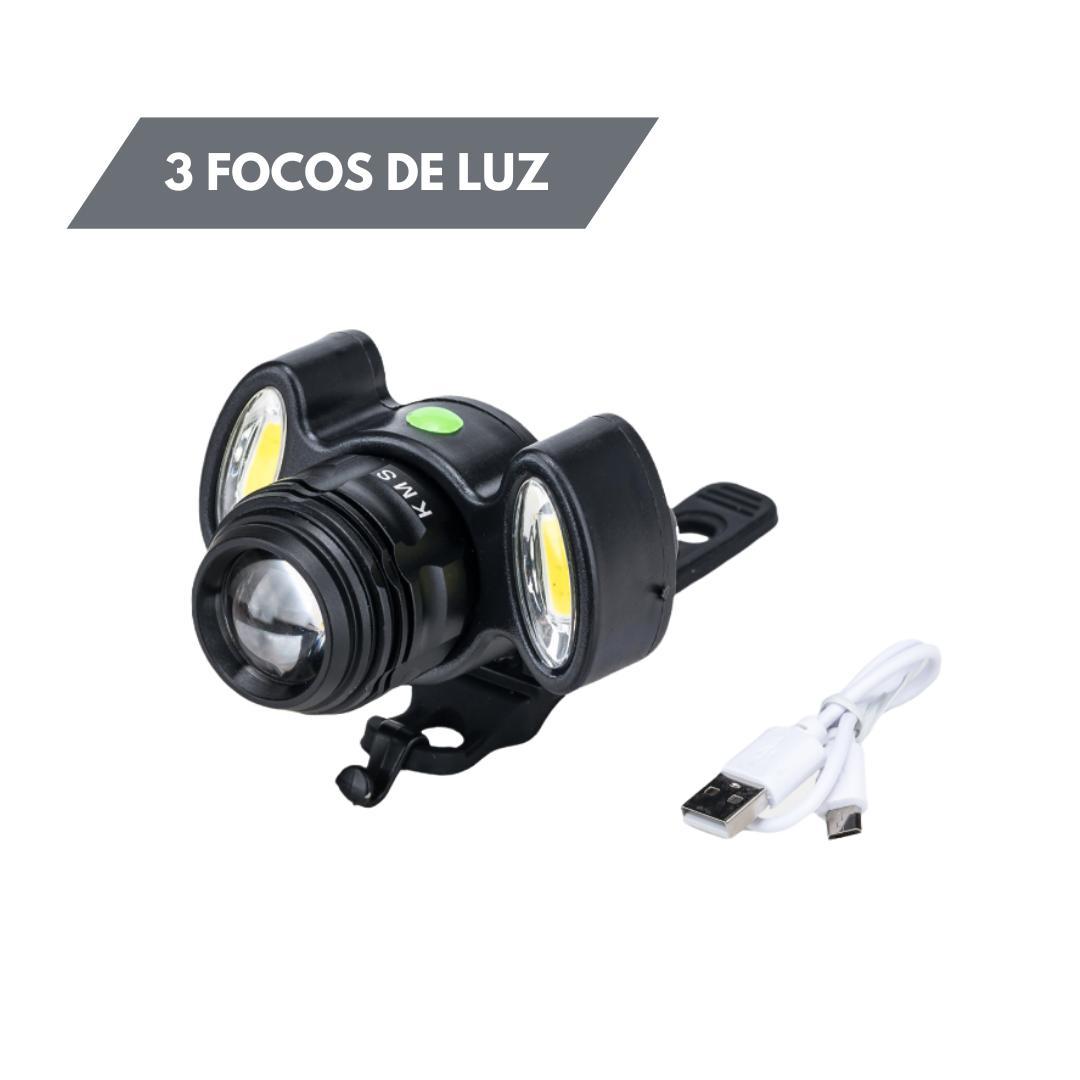 Farol Bicicleta Potente 3 Leds Recarregável Usb Com Zoom - Carrefour