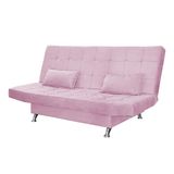 Sofá Cama Casal Com Almofadas 3 Lugares Califórnia Suede Rosê