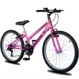 Bicicleta Aro 26 Infantil Feminina 18 Vel Marchas Dropp Sport Freio V-brake - Rosa+preto - Único Rosa+preto