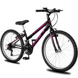 Bicicleta Aro 26 Infantil Feminina 18 Vel Marchas Dropp Sport Freio V-brake - Preto+rosa - Único Preto+rosa