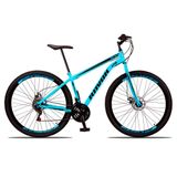 Bicicleta Aro 29 Bike Aço 21 Marchas Velocidades Freio A Disco Cor:azul Celeste