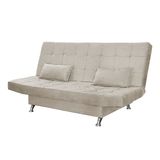 Sofá Cama Casal Com Almofadas 3 Lugares Chicago Suede Bege