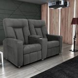 Poltrona Reclinável 2 Lugares Kassel Veludo Light Cinza