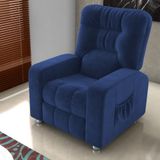 Poltrona Almofadada Reclinável Yo Veludo Azul
