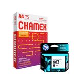 Kit Cartucho Hp 662 Preto Cz103ab + Resma De Papel Sulfite A4 Chamex