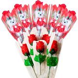 Kit Com 10 Flores Buquê De Rosas Vermelha Ursinho Romantico