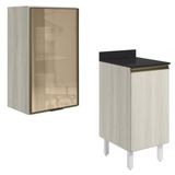 Armario Aereo Balcao 1p Vidro 40cm Mdf Kali Bianco Toq Bianco Toq Nicioli