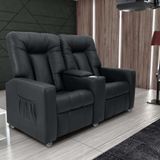 Poltrona Reclinável 2 Lugares Kassel Sintetico Preto