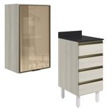Armario Aereo Vidro Balcao 4g 40 Cm Mdf Kali Bianco Toq Bianco Toq Nicioli