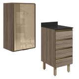 Armario Aereo Vidro Balcao 4g 40 Cm Mdf Kali Carvalho Toq Carvalho Toq Nicioli