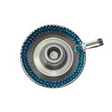 Suporte Castiçal Vela Palito Decorado Azul Alumínio 8,5 Cm