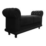 Recamier Barcelona Namoradeira Calçadeira 1,20 Cm Suede Preto Com Strass D&#39;rossi