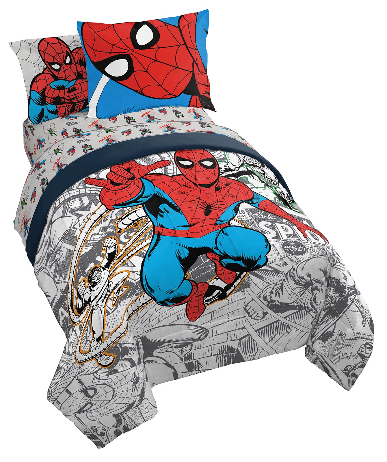 Conjunto De Cama Marvel Spiderman Spidey Vs Full Size 7 Peças