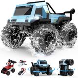 Carro De Controle Remoto Anfíbio Deerc Monster Truck Toys Carros De Acrobacias Rc Impermeáveis Para Meninos De 8 A 12 Brinquedos Com Blocos E Rota�