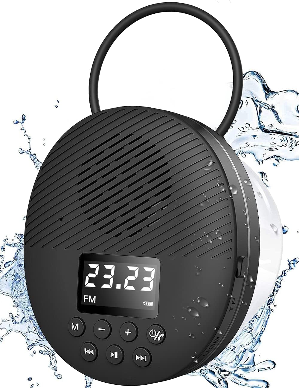 Alto-falante De Rádio De Chuveiro Agptek Waterproof Bluetooth 5.0 Preto