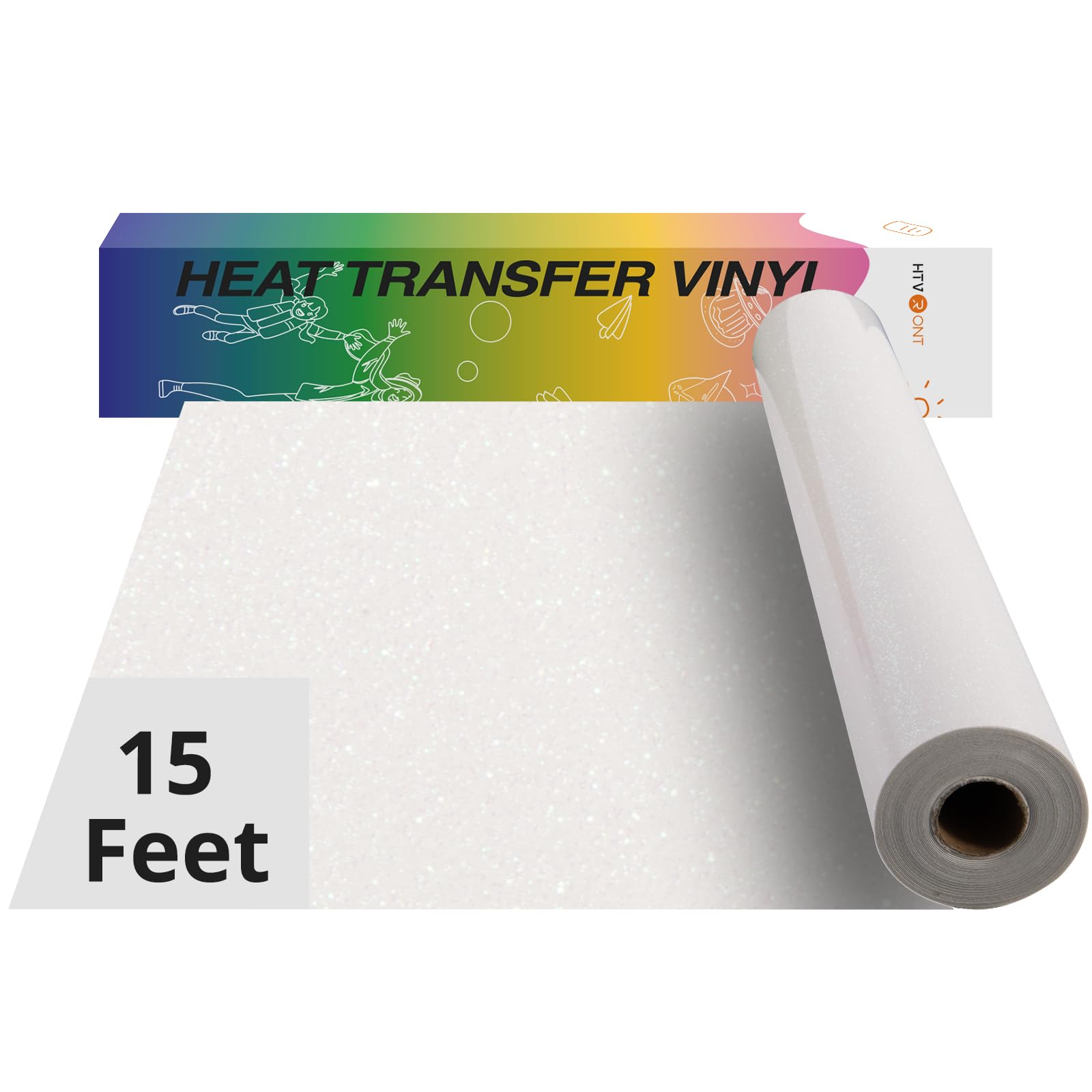 Vinil De Transferência De Calor Htvront Rainbow White Glitter 12x15 Pés