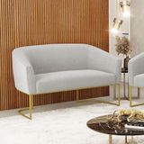 Sofá 2 Lugares Namoradeira Industrial Dourado Stella Bouclê D03 - D&#39;rossi Cinza