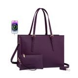 Bolsa Para Laptop Lovevook Para Mulheres De 15,6" Em Couro Impermeável Purp