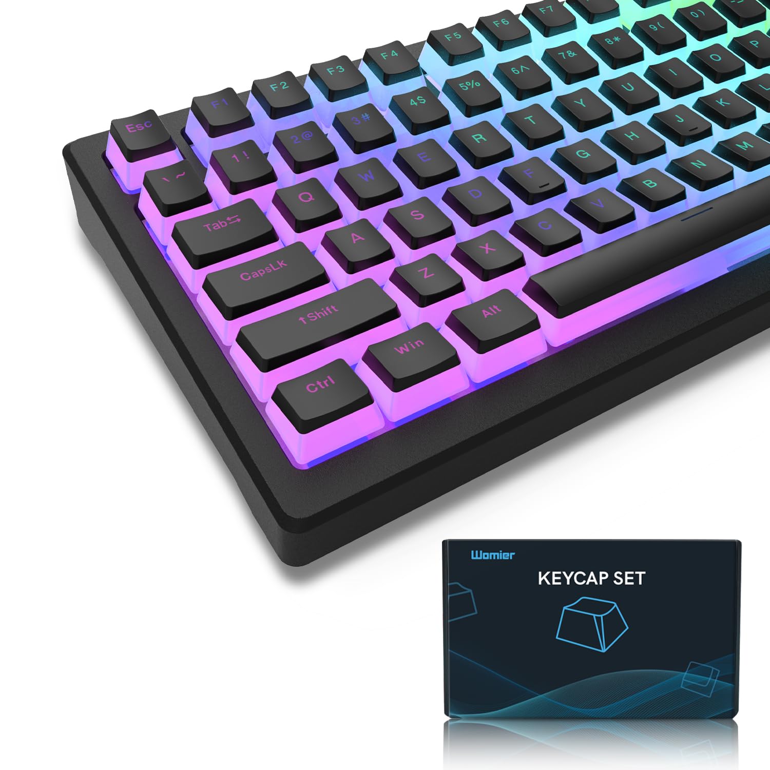 Keycaps Womier Pudding 165 Keys Set Pbt Shine Through Black