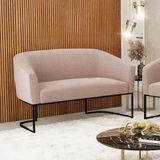 Sofá 2 Lugares Namoradeira Industrial Preto Stella Bouclê D03 - D&#39;rossi Rose