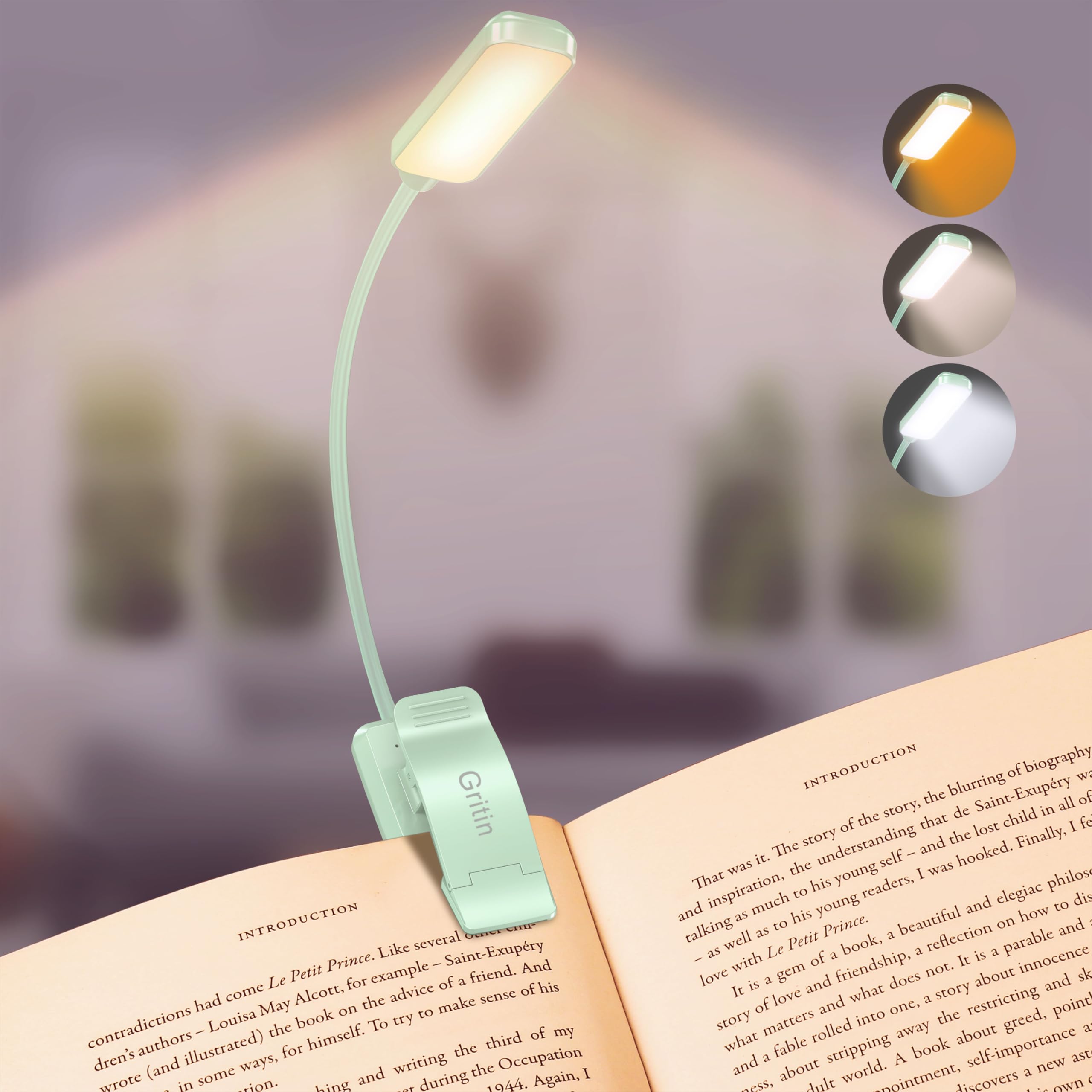 Book Light Gritin 9 Led Recarregável Com 3 Temperaturas De Cor