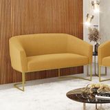 Sofá 2 Lugares Namoradeira Industrial Dourado Stella Bouclê D03 - D&#39;rossi Mostarda