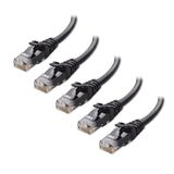 Pacote Com 5 Cabos Ethernet Cable Matters Cat 6 Snagless De 10 Gbps - 7 Pés, Cabo Cat 6, Cabo Cat6, Cabo Ethernet, Preto