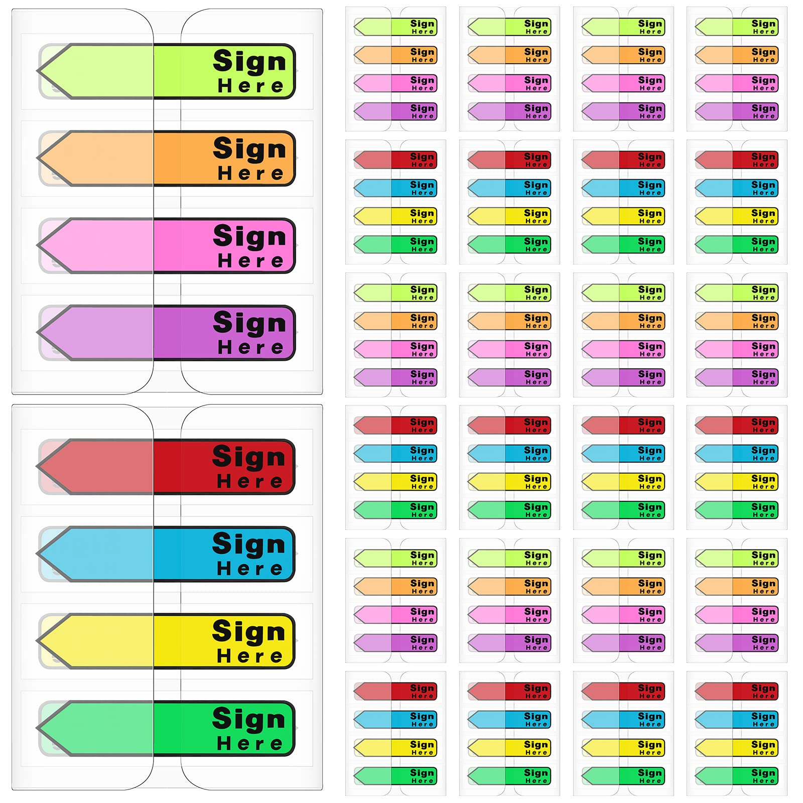 Adesivos De Bandeira Tatuo Sign Here, 2400 Unidades Com Dispensador De 8 Cores
