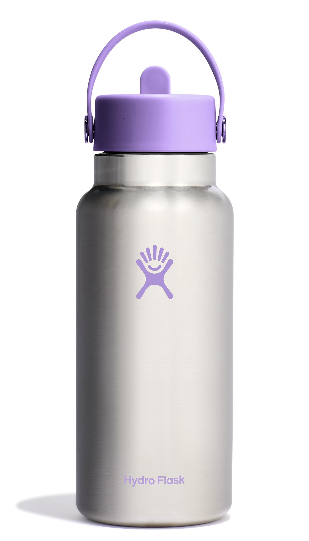 Garrafa De Água Hydro Flask Wide Flex Straw Cap 946 Ml Violeta