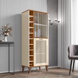 Cristaleira Com Adega Em Mdf Porta De Vidro 10 Nichos Arcade Nature/off White