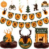 16 Peças De Decorações De Festa De Aniversário De Caça. As Decorações De Aniversário De Caça De Veados Incluem Banner Deer, Peça Central De