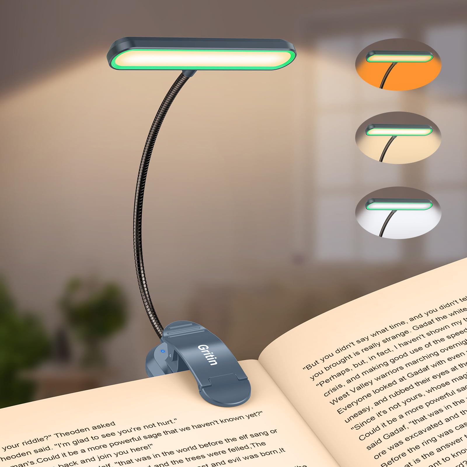 Book Light Gritin Recarregável 19 Led Com 3 Temperaturas De Cor