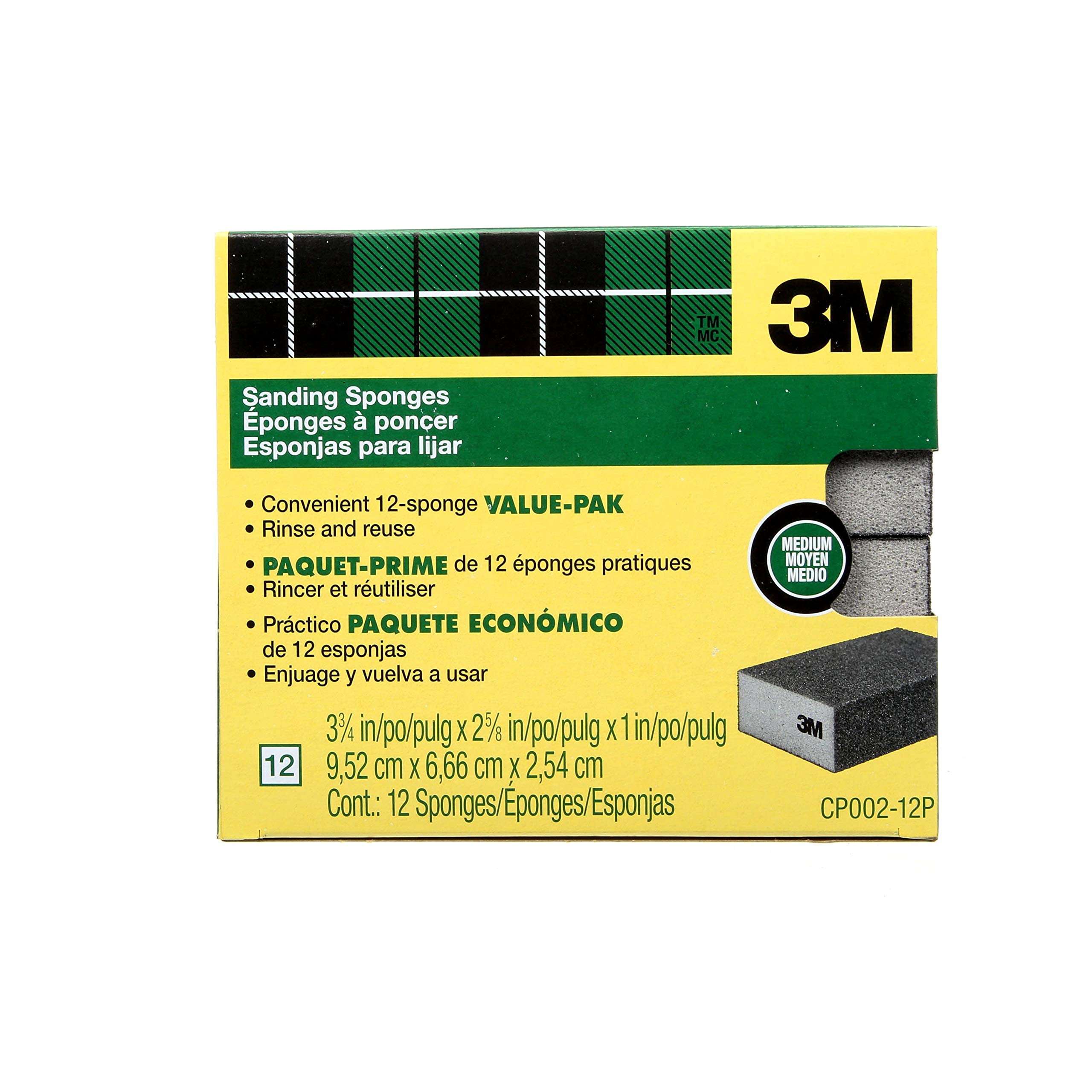 Bloco De Esponja De Lixamento 3m Cp002 Medium Grits, Pacote Com 12