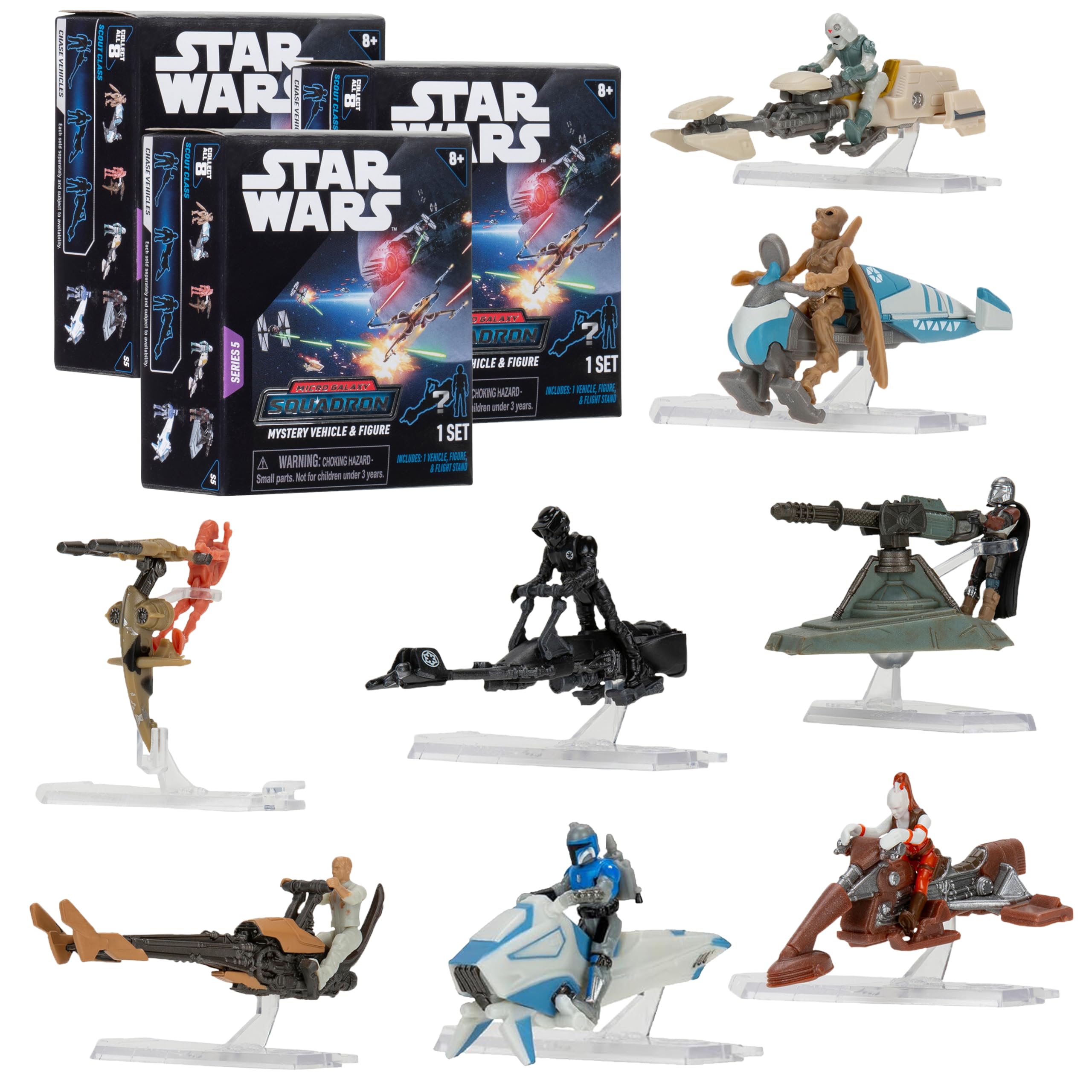Caixa Cega Star Wars Micro Galaxy Squadron Scout, Pacote Com 3