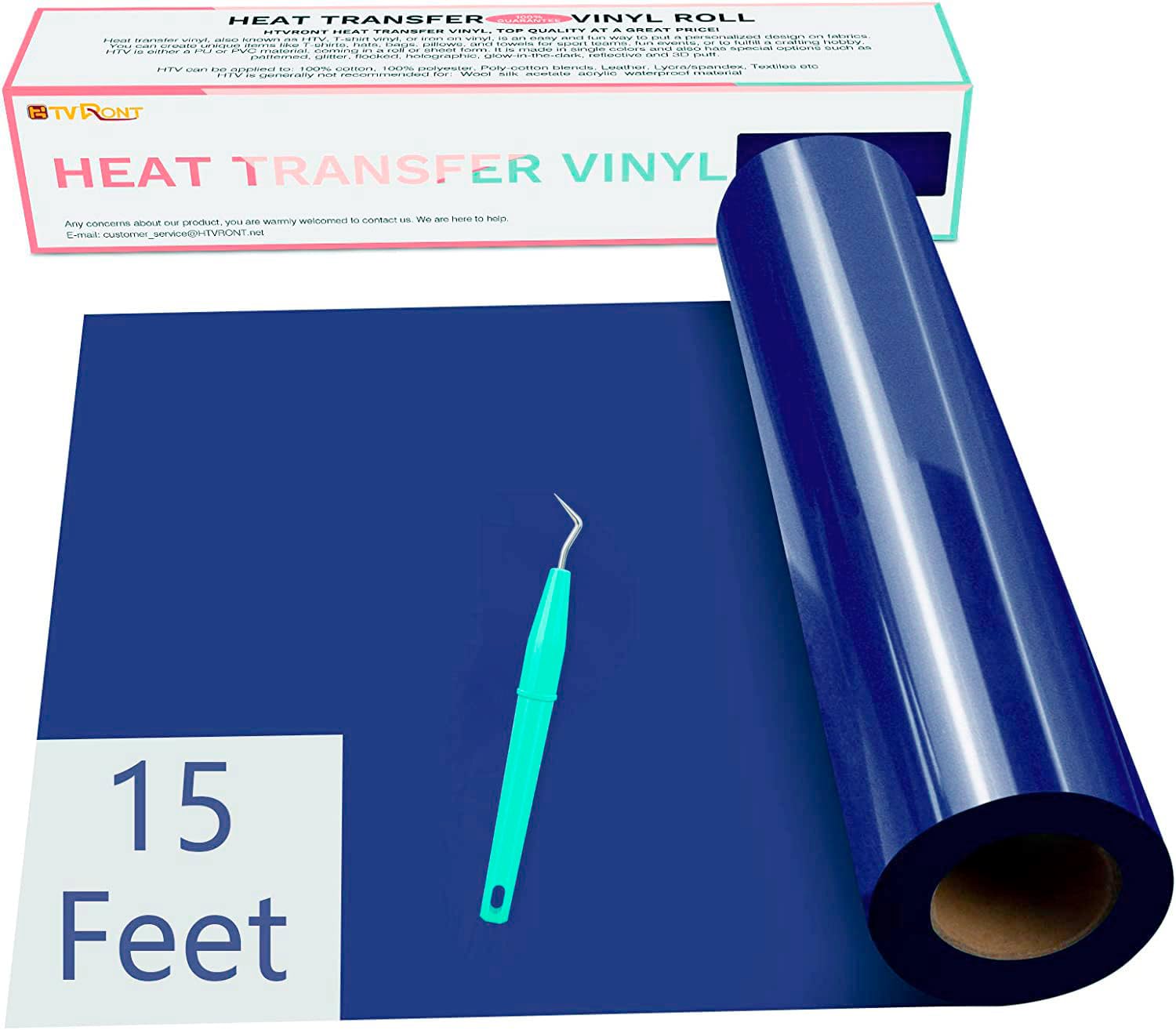 Vinil De Transferência De Calor Htvront Blue 12x15ft Para Máquinas De Corte