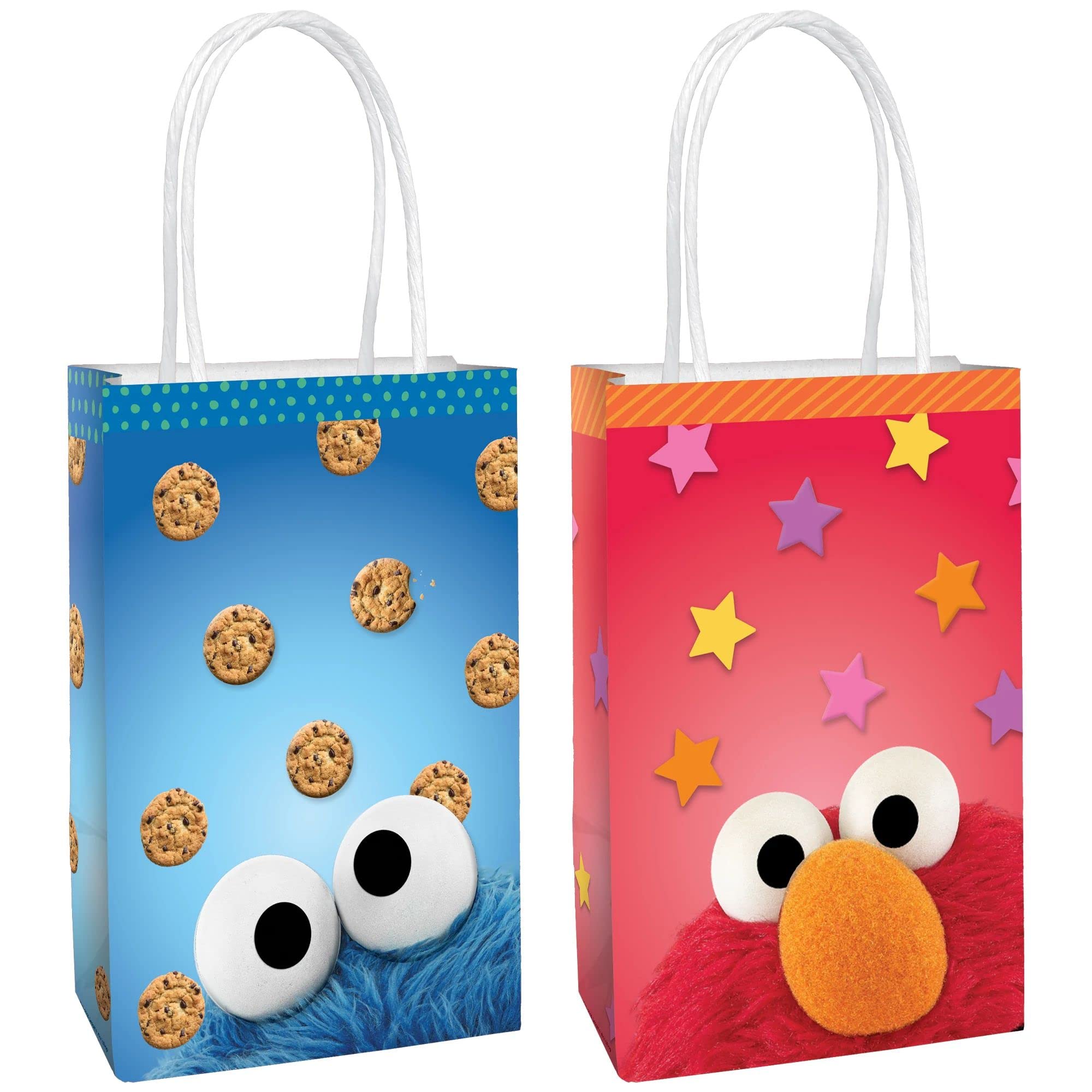 Saco De Papel Amscan Multicolor Everyday Sesame Street Kids, Pacote Com 8